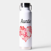 Tante drink tumbler met bloemenhart waterfles (Voorkant)