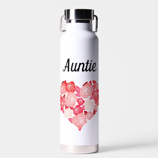 Tante drink tumbler met bloemenhart waterfles (Voorkant)