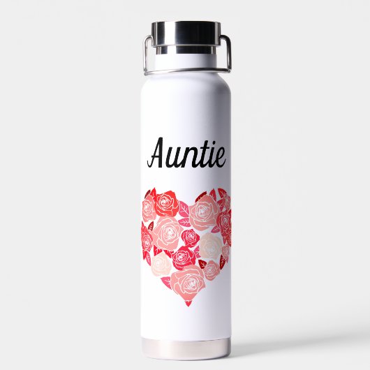 Tante drink tumbler met bloemenhart waterfles (Achterkant)