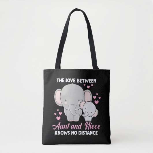 Tante en nicht Love Auntie Family Elephant Hearts Tote Bag (Voorkant)