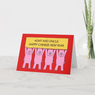 Tante en oom Happy Chinees Nieuwjaar van de PIg Feestdagen Kaart
