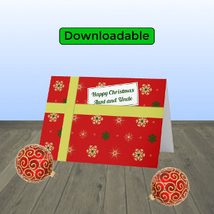 Tante en oom rode kerstpakket feestdagen kaart