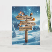 Tante en partner kerst Robins Feestdagen Kaart (Voorkant)
