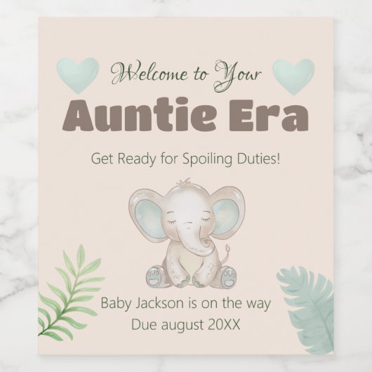 Tante Era Zwangerschap onthullen Wijn Label Set Wijn Etiket (Enkel label)