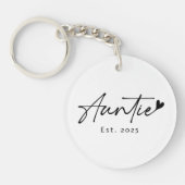 Tante Est jaar handgeschreven script hart foto Sleutelhanger (Voorkant)