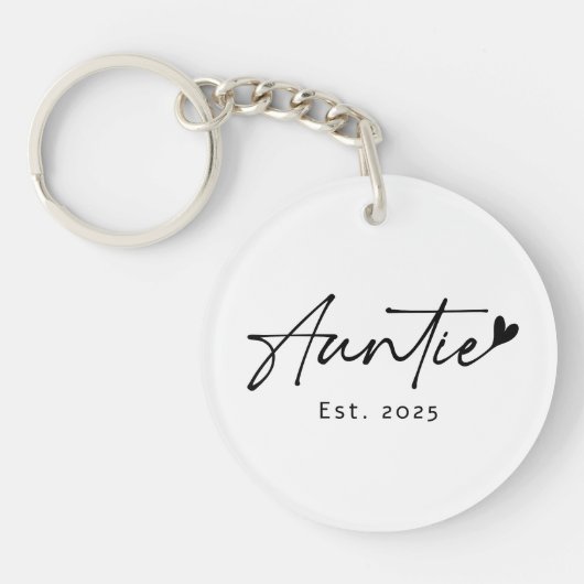 Tante Est jaar handgeschreven script hart foto Sleutelhanger (Voorkant)