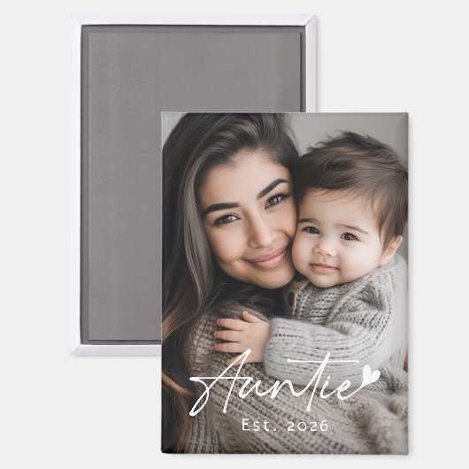 Tante Est jaar handgeschreven script hart Magneet (Voorkant / Achterkant)