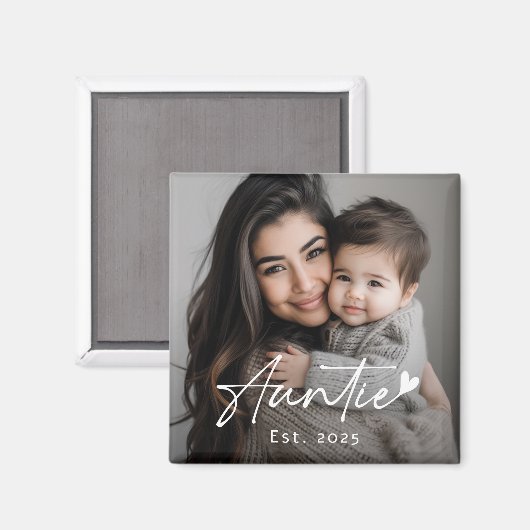 Tante Est jaar handgeschreven script hart Magneet (Voorkant / Achterkant)