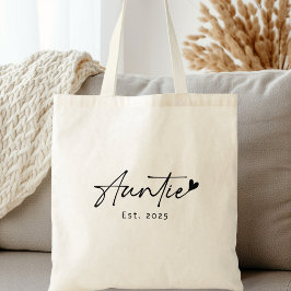 Tante Est jaar handgeschreven script hart Tote Bag