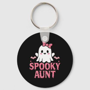 Tante Familie Schattige Roze Witte Geest Boo Hallo Sleutelhanger