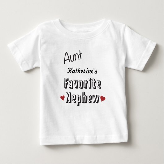 Tante favoriete Nephew Baby T-Shirt gepersonalisee (Voorkant)