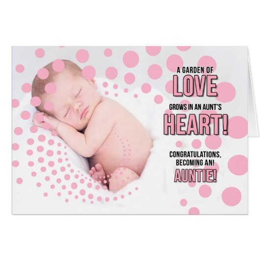 Tante felicitaties roze Stippen (Voorkant Horizontaal)