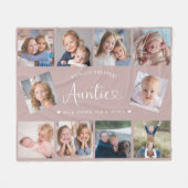 Tante Foto Collage Script Cute Hart Modern Fleece Deken (Voorkant (Horizontaal))