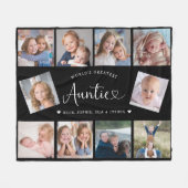 Tante Foto Collage Script Cute Hart Modern Fleece Deken (Voorkant (Horizontaal))