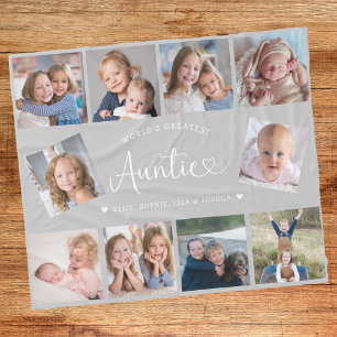 Tante Foto Collage Script Cute Hart Modern Fleece Deken