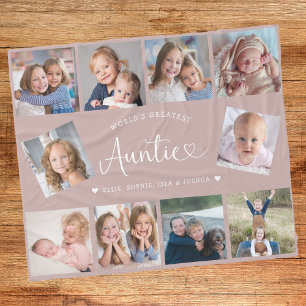 Tante Foto Collage Script Cute Hart Modern Fleece Deken