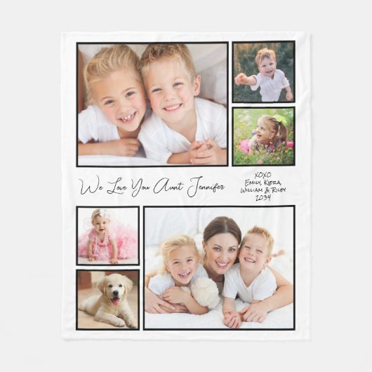 Tante Foto Collage Wit Fleece Deken (Voorkant)