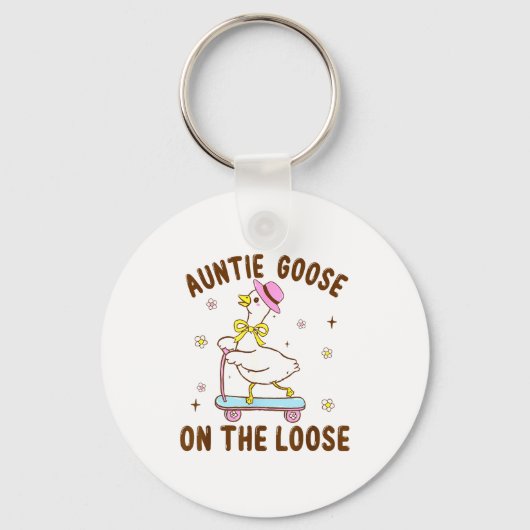 Tante Gans Op Hol Funny Verjaardag Matching Sleutelhanger (Voorkant)