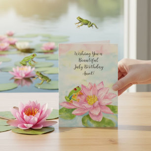 Tante Gefeliciteerd Juli Verjaardag met Waterlelie Kaart