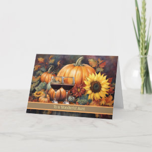 Tante Gelukkig Thanksgiving met Zonnebloemen Pompo Feestdagen Kaart