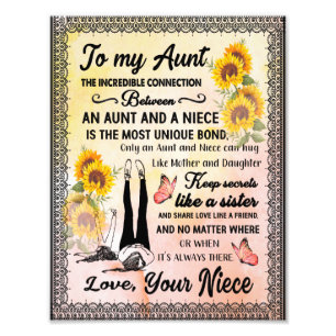 Tante Gifts   Brief aan mijn tante Love van Niece Foto Afdruk