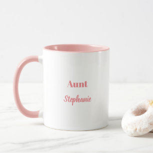 Tante Gifts Custom Name Salmon Pink White Cute Mok