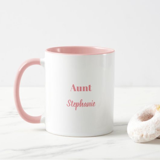 Tante Gifts Custom Name Salmon Pink White Cute Mok (Met donut)