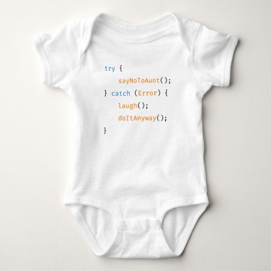 Tante Grappige Ontwikkelaar Baby Code Zegt Romper (Voorkant)
