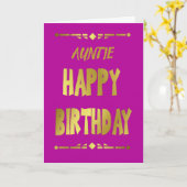 Tante Happy Birthday Modern Gold Typografie Kaart (Gele Bloem)