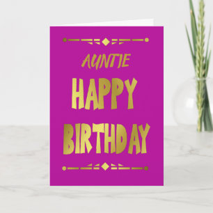 Tante Happy Birthday Modern Gold Typografie Kaart