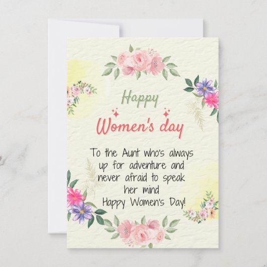 Tante - Happy Women's Day Wenskaart Feestdagenkaart (Voorkant)