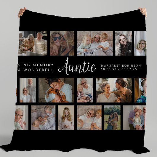 Tante-herdenking 18 foto-collage fleece deken