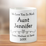 Tante houdt van je foto koffiemok<br><div class="desc">Vier 's werelds beste tante met deze foto-mok met kinderlijk handschrift vier foto's van haar nichtjes,  neefjes,  hun namen,  "I Love You So Much" of "We Love You So Much",  en of ze "Tante",  "Tante",  "Tia",  enz. wordt genoemd.</div>