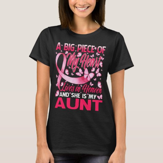 Tante in Heaven Butterfly Geweldige borstkanker T-shirt (Voorkant)