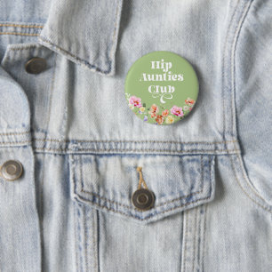 Tante-in-spe met wilde bloemen ronde button 5,7 cm
