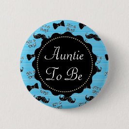 Tante is Blue Mustache Bowtie Baby shower Ronde Button 5,7 Cm