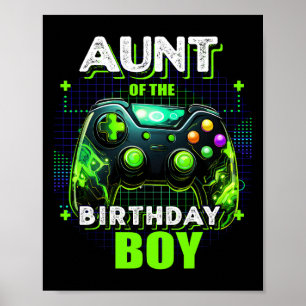 Tante jongen die familie videospelletjes speelt poster