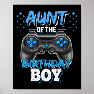 Tante jongen die videospel speelt poster