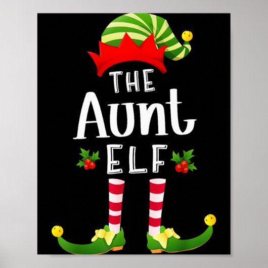 Tante Kerst Elf Bijpassende Pyjama Kerstfeest  Poster (Voorkant)