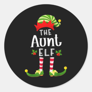 Tante Kerst Elf Bijpassende Pyjama Kerstfeest Ronde Sticker