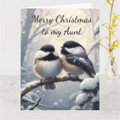Tante kerstwensen & liefde chickadee vogel kaart (Gele Bloem)