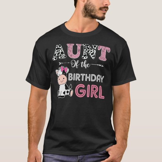 Tante Koe boer Birthday Girl Barnyard Family Mat T-shirt (Voorkant)