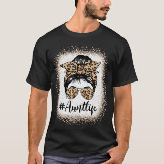 Tante Leven Gebleekte Luipaard Rommelige Knot Auti T-shirt