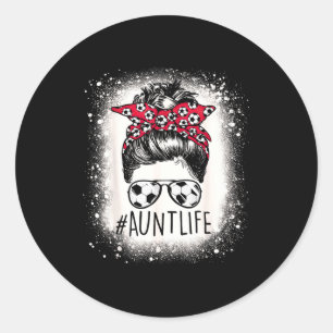 Tante leven voetbal rommelige knot gebleekte autie ronde sticker