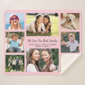 Tante liefde jullie 8 Foto Collage Roze Sherpa Deken (Voorkant (horizontaal))