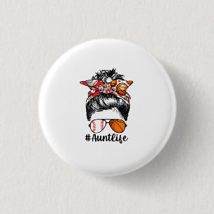 Tante Life Baseball Basketball Tunt Bun Ronde Button 3,2 Cm