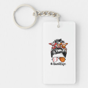 Tante Life Baseball Basketball Tunt Bun Sleutelhanger