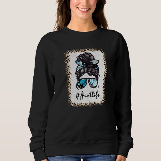 Tante Life Bleaching Auntlife Leopard Messy Bun Mo Trui (Voorkant)