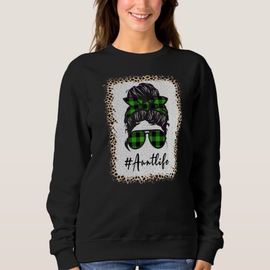 Tante Life Bleaching Auntlife Leopard Messy Bun Mo Trui (Voorkant)