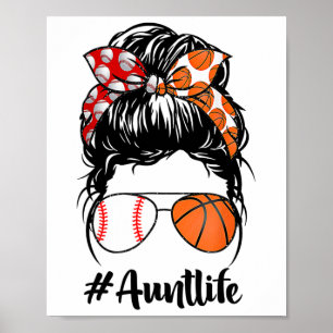 Tante Life Sell Sketll Tante Messy Bun Moederdag Poster